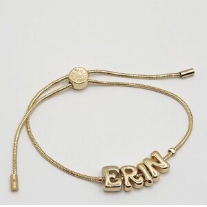 BaubleBar Name Bracelet ERIN Bubble Slider Adjustable Snake Chain Erin Nameplate